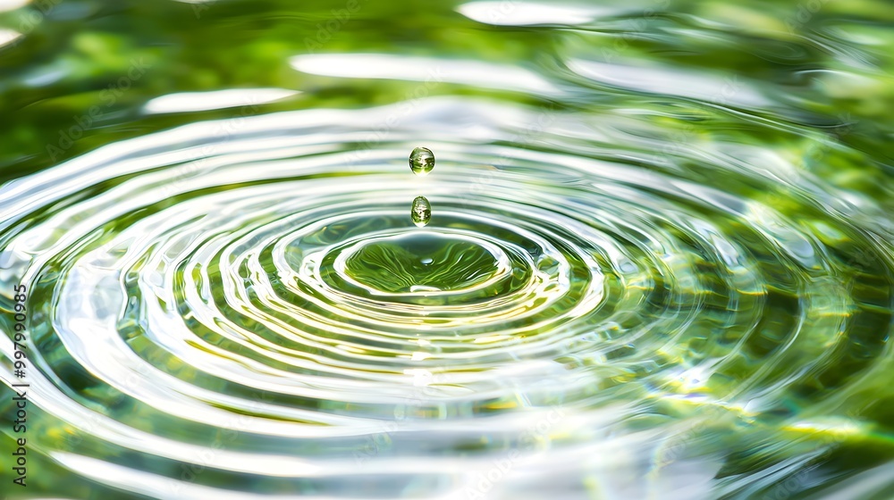 Water Drop Ripples Green Water Drop Ripples Green