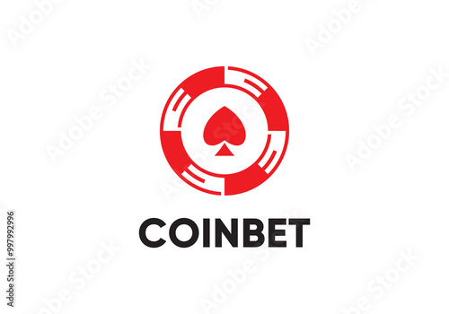 coin poker logo. creative gambling logo design concept