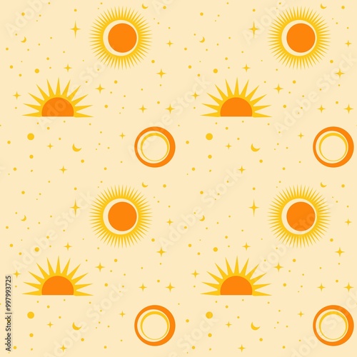 Flat design summer sun pattern