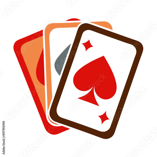Ace of Spades: A bold and graphic illustration of the Ace of Spades playing card, featuring a red spade symbol against a white background. The design is modern and minimalist.