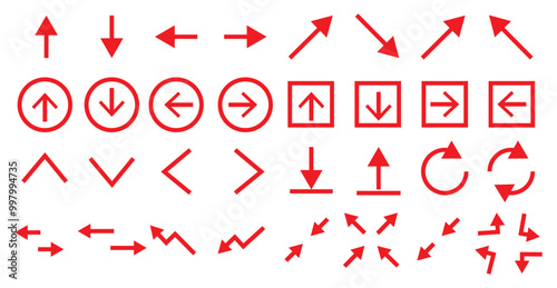 Arrow buttons icon set. Website slider navigation symbols. Next and previous rounded buttons for app. Web interface arrow buttons isolated illustration.