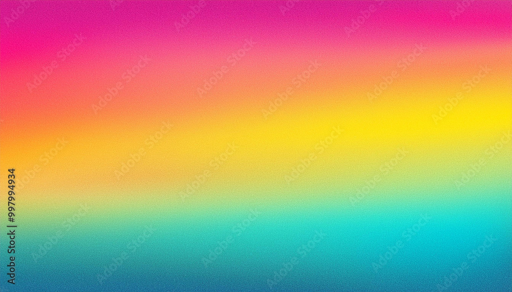 Obraz premium Colourful pink, yellow and turquoise gradient noisy grain background texture.