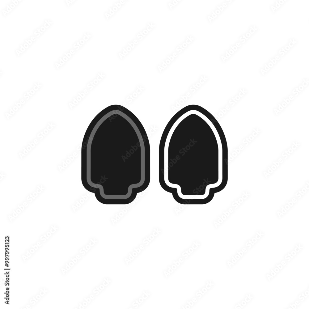 Two large peaks, spearhead, a spear tip black icon. Two large peaks, spearhead, a spear tip black icon.