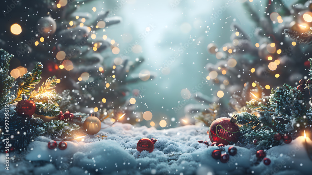 Beautiful bright Christmas background with copy space. AI Generated Beautiful bright Christmas background with copy space. AI Generated