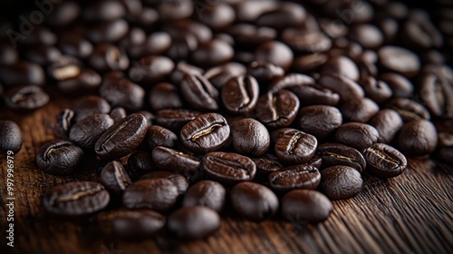 The Coffee Beans on Wood