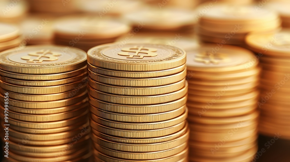 Unique 3d design of cash money stacks with shining coins positioned for business financial presentations and marketing Unique 3d design of cash money stacks with shining coins positioned for business financial presentations and marketing
