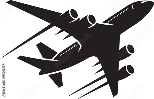 Airplane silhouette vector collection. black airplane icon set