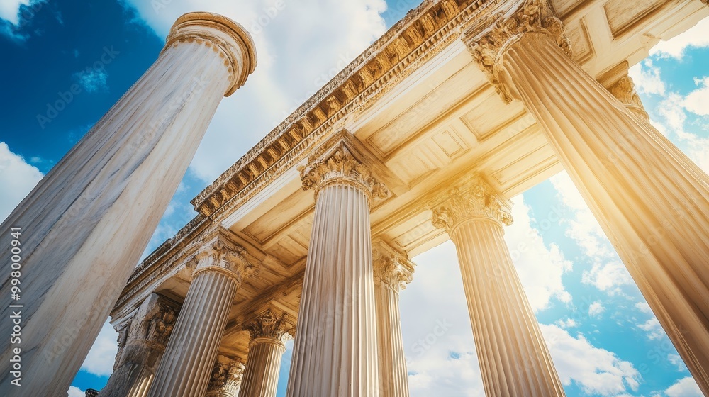 Fototapeta premium Ancient Greek architecture featured iconic columns with distinct styles: Doric, Ionic, and Corinthian. These architectural elements continue to inspire designs today.