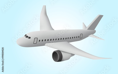 Global Logistics transportation. Aeroplane, airplane, Air logistics, Plane Air transportation, Travel, vacation tourism, worldwide delivery.  3D Vector illustration. Perspective view. Eps 10