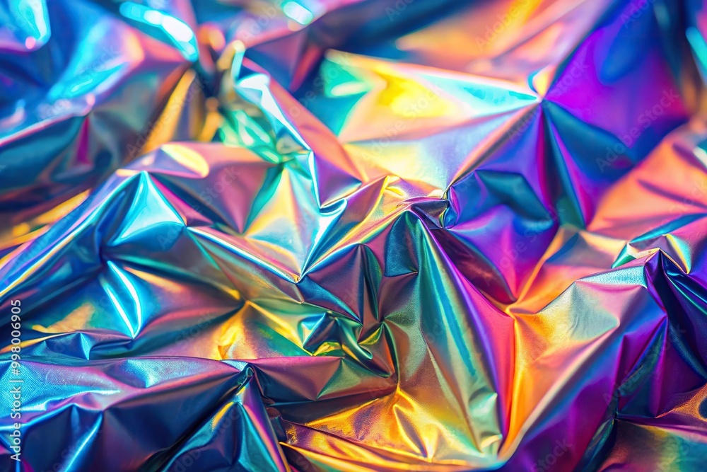 Fisheye holographic iridescent surface with neon glow and pastel textured background Fisheye holographic iridescent surface with neon glow and pastel textured background