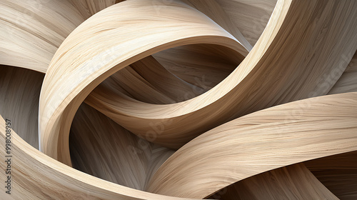 Abstract wooden curves creating a dynamic texture