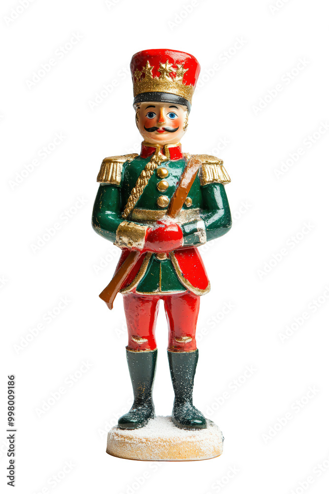 Traditional toy soldier figurine in festive red and green uniform Traditional toy soldier figurine in festive red and green uniform