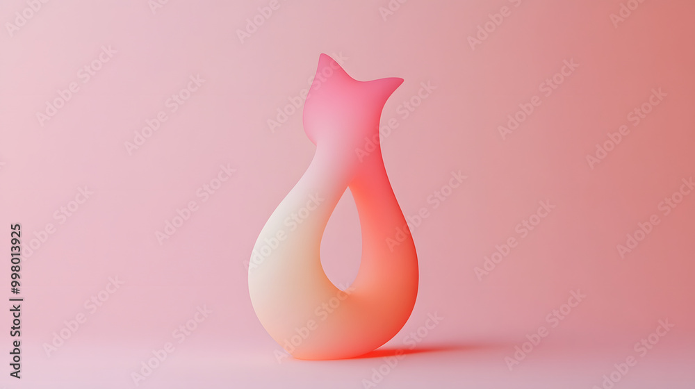 3D minimal pastel cat tail icon with soft curves placed on a plain background 3D minimal pastel cat tail icon with soft curves placed on a plain background