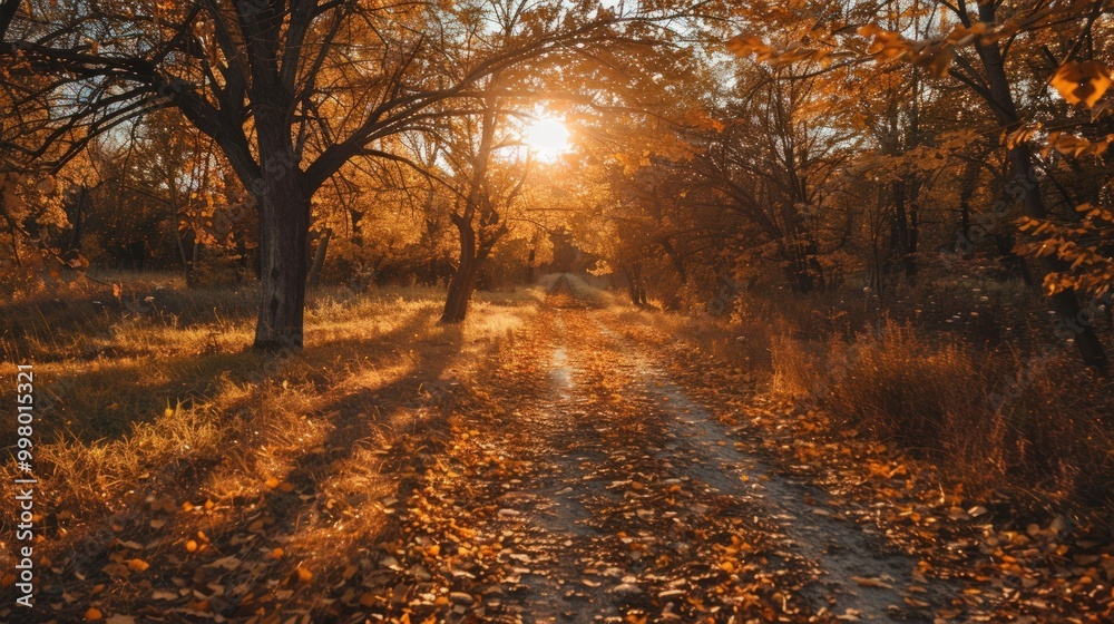 Fototapeta premium Autumn Path Through a Golden Forest