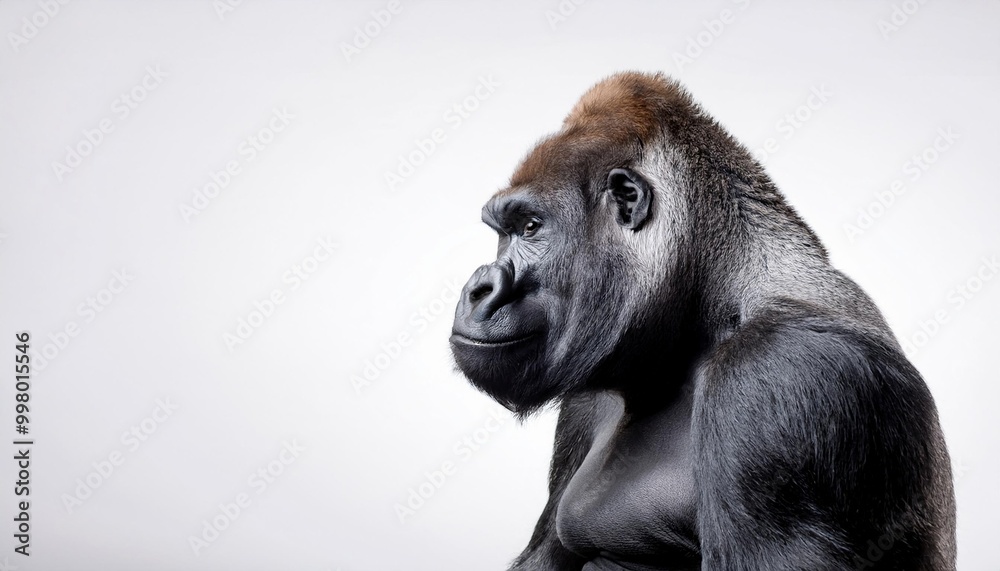 Gorilla on white background. Isolated of Animal.