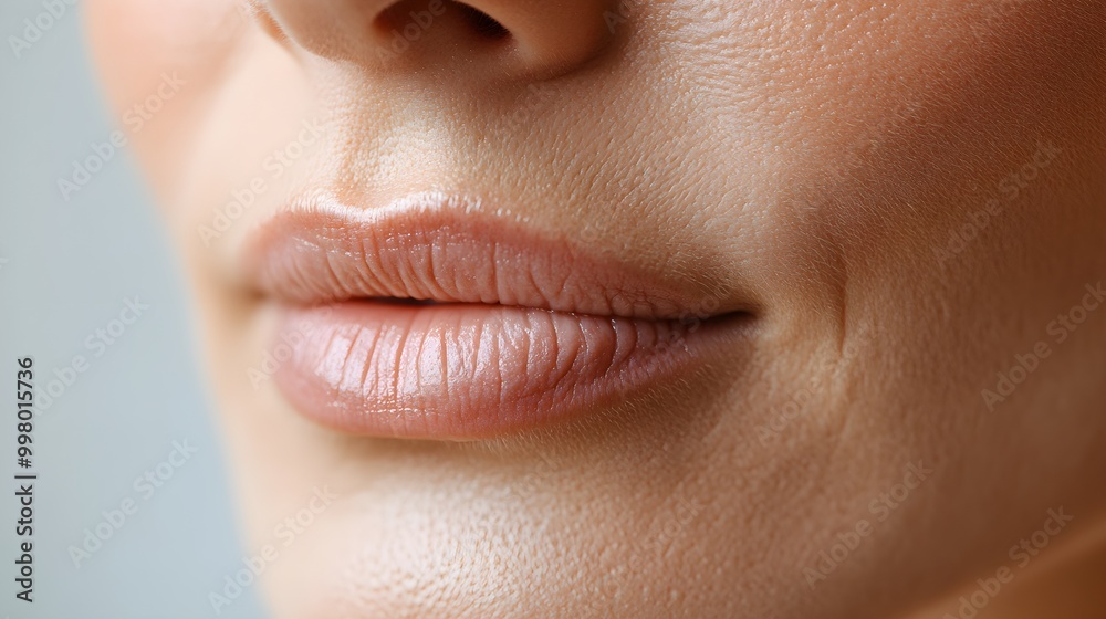 Close-up of a woman's mouth with deep lines and wrinkles, followed by a smooth, wrinkle-free outcome post-treatment, demonstrating anti-aging effects Close-up of a woman's mouth with deep lines and wrinkles, followed by a smooth, wrinkle-free outcome post-treatment, demonstrating anti-aging effects