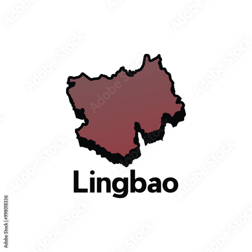 High detailed illustration map of Lingbao, World map with gradient color vector illustration template