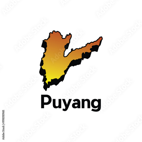 vector Map City of Puyang, administrative modern design - location on China, logotype element for template photo