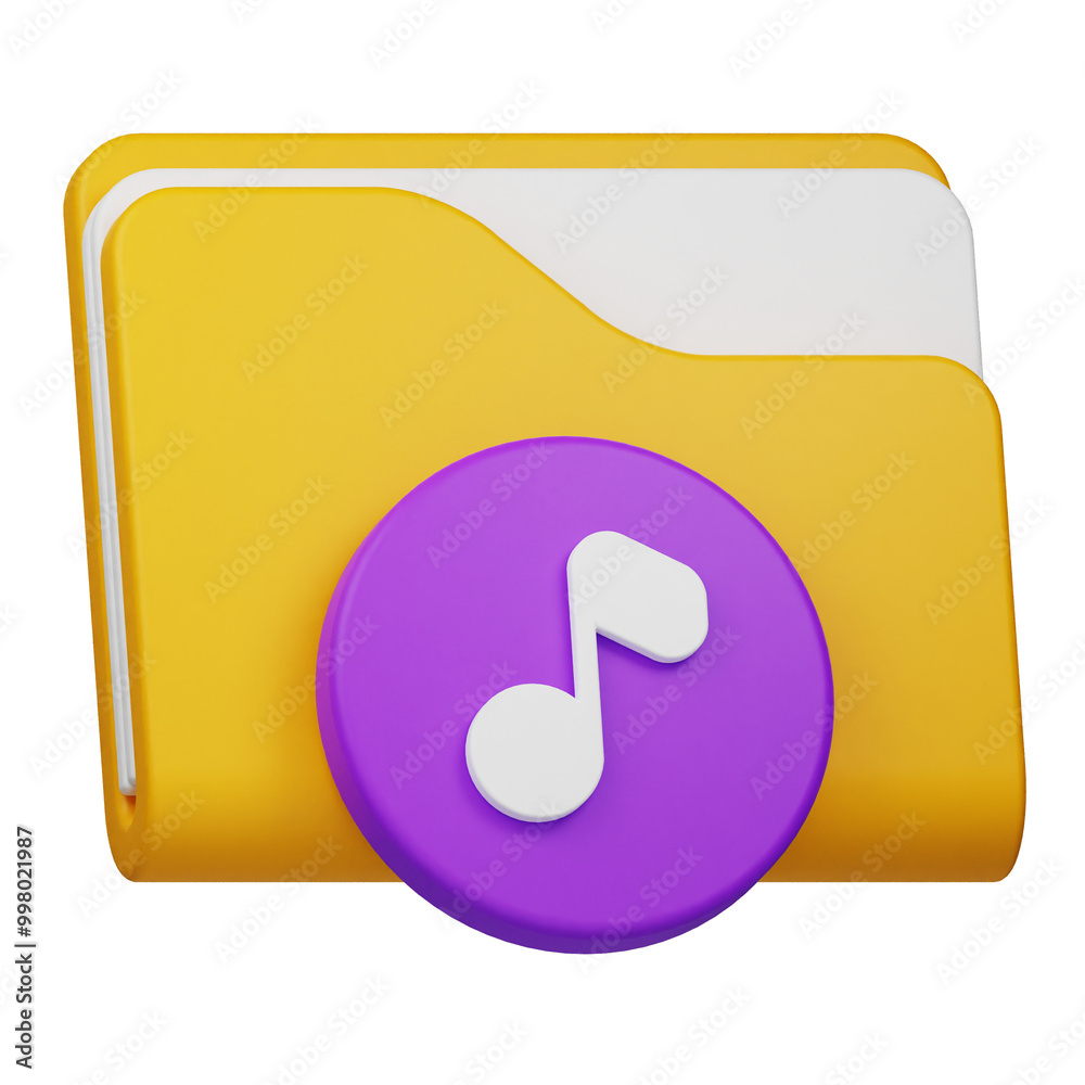 music folder 3d icon isolated on the transparent background music folder 3d icon isolated on the transparent background