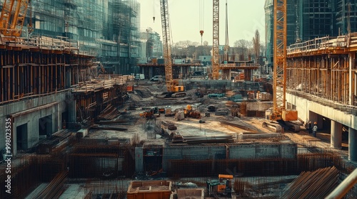 The Construction Site with Cranes