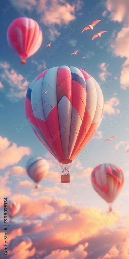 Fototapeta premium 14 USA balloon festival flat design bird's-eye view sky theme 3D render Triadic Color Scheme