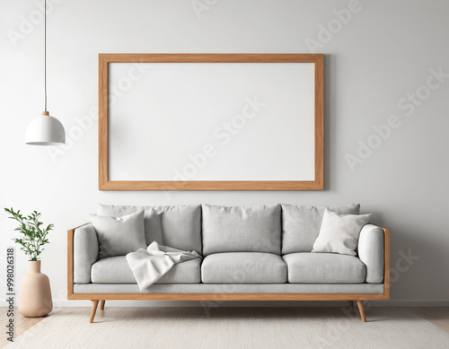 Mockup frame in living room interior, minimal interior, natural light