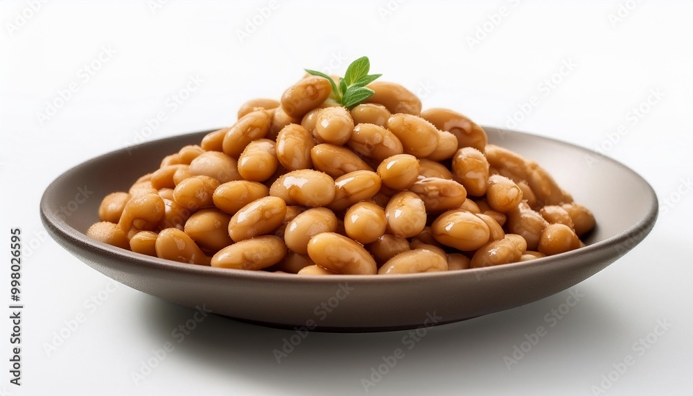 Japanese Food, Natto on white background isolated.