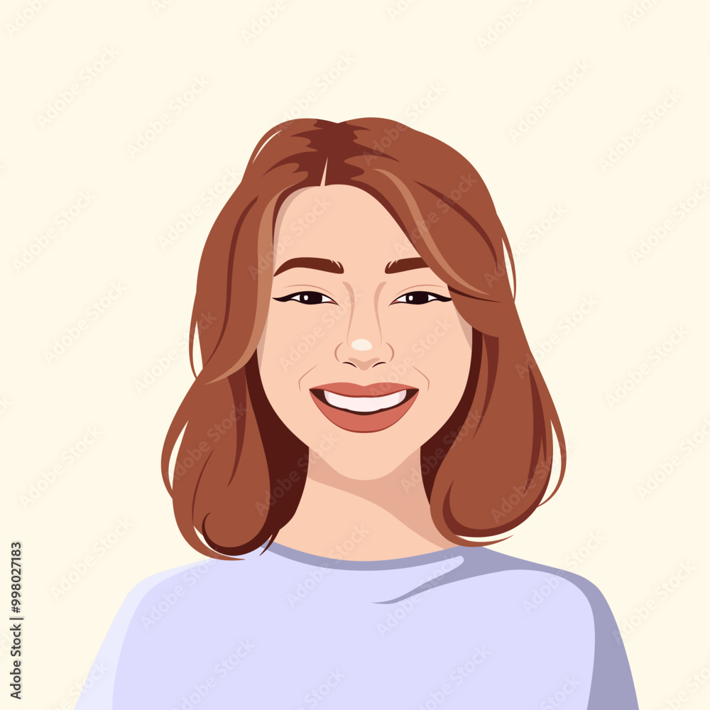 Portrait of a cheerful laughing young woman. Vector illustration. Portrait of a cheerful laughing young woman. Vector illustration.
