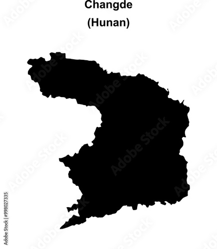 Changde blank outline map photo