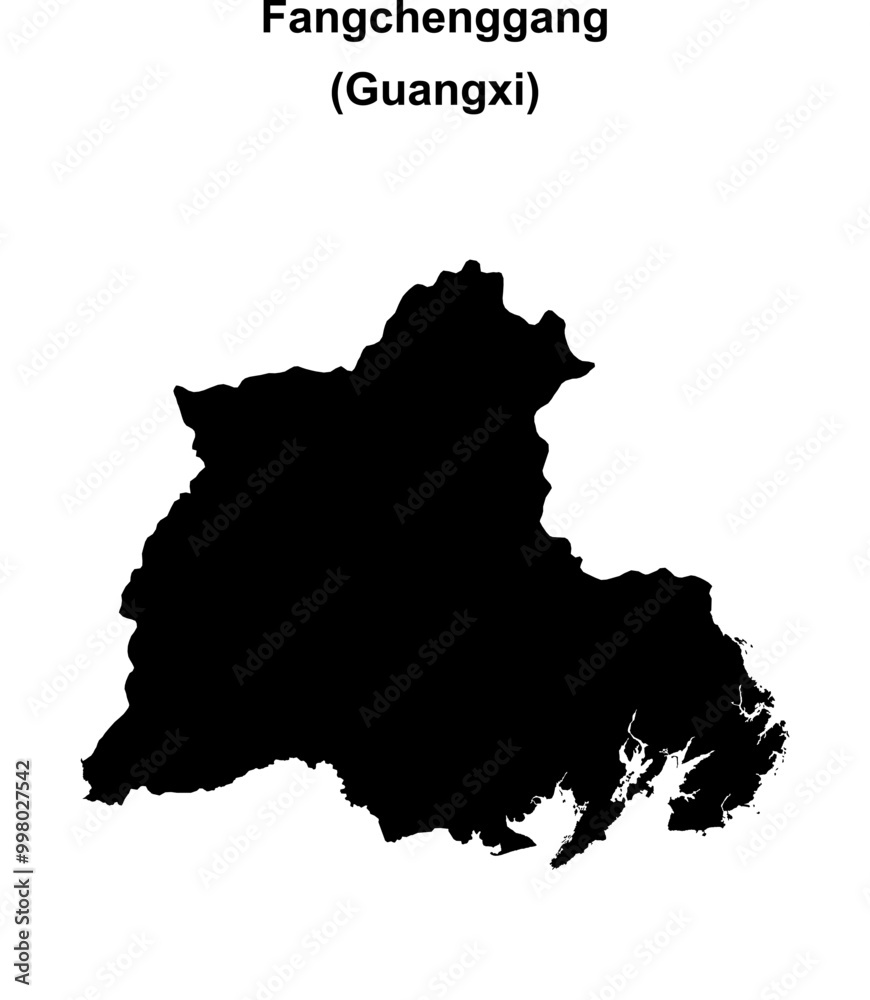 Obraz premium Fangchenggang blank outline map