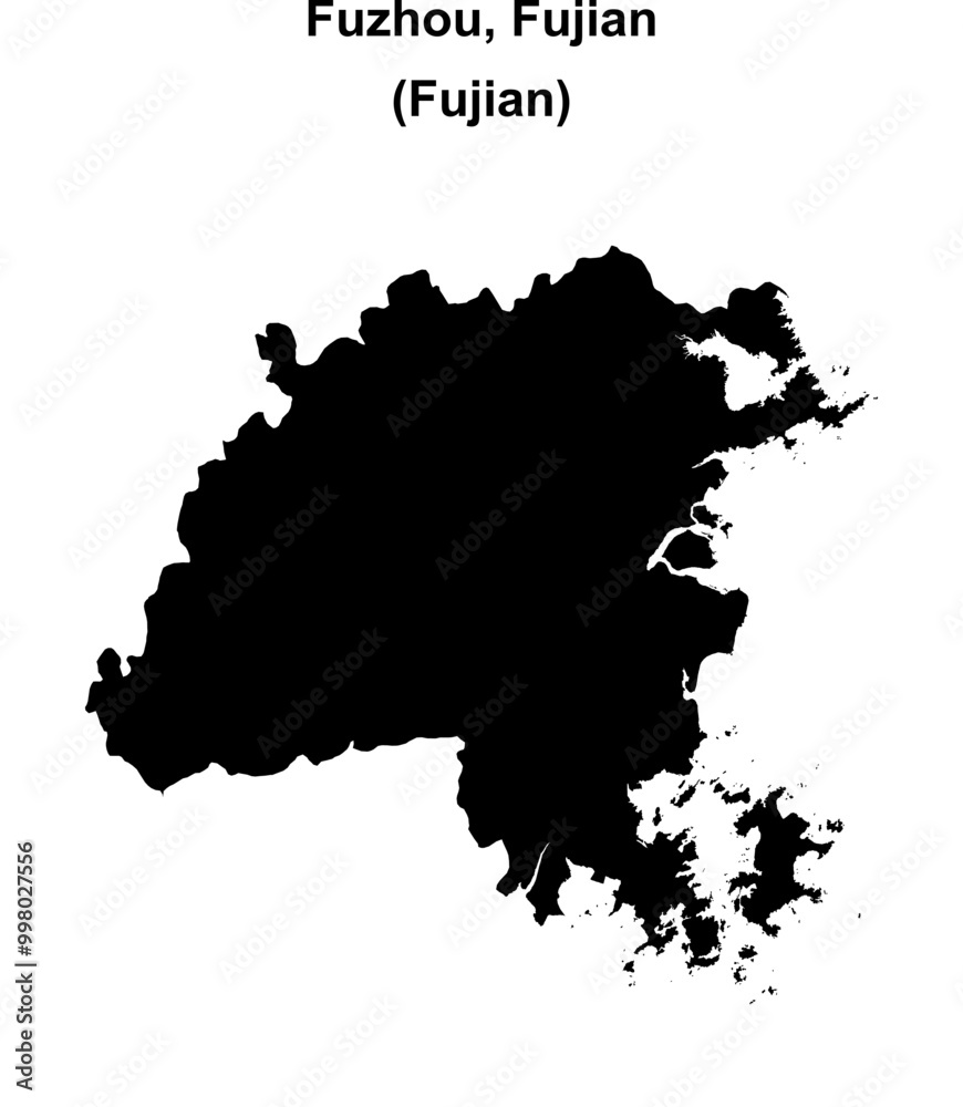 Fototapeta premium Fuzhou, Fujian blank outline map