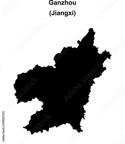 Ganzhou blank outline map photo