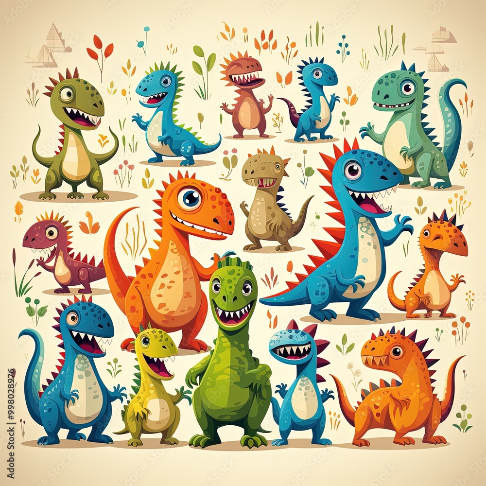 Cute and Fun Repeating Dinosaur Pattern for Children’s Fabric and Wallpaper