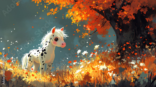 illustration of a cute young horse