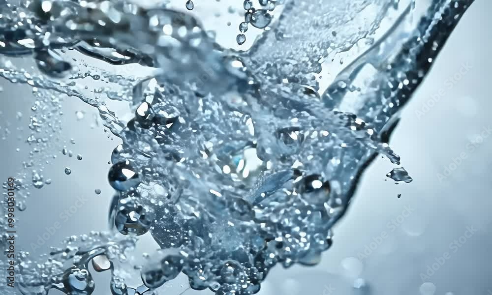 Close-up view of a water burst, intricate fluid motion, swirling splashes, and high-speed droplet dispersion. Close-up view of a water burst, intricate fluid motion, swirling splashes, and high-speed droplet dispersion.