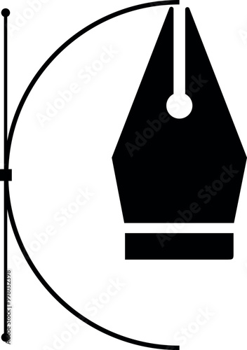 Black curve line pentool symbol icon flat vector design