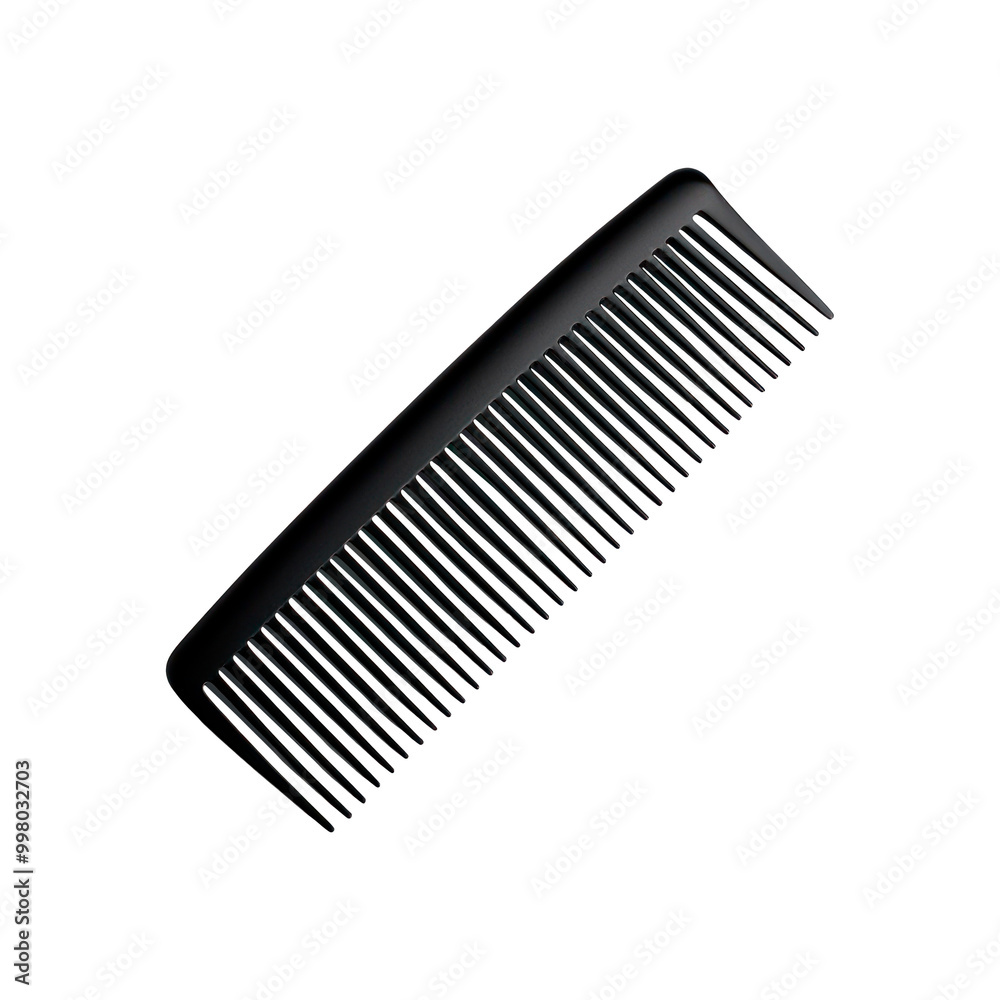 Black plastic comb. Isolated on transparent background. Black plastic comb. Isolated on transparent background.