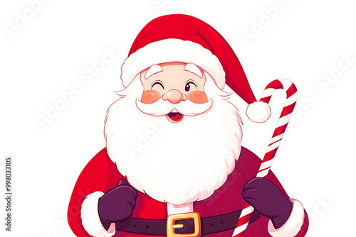 Smiling Santa Claus with Candy Cane