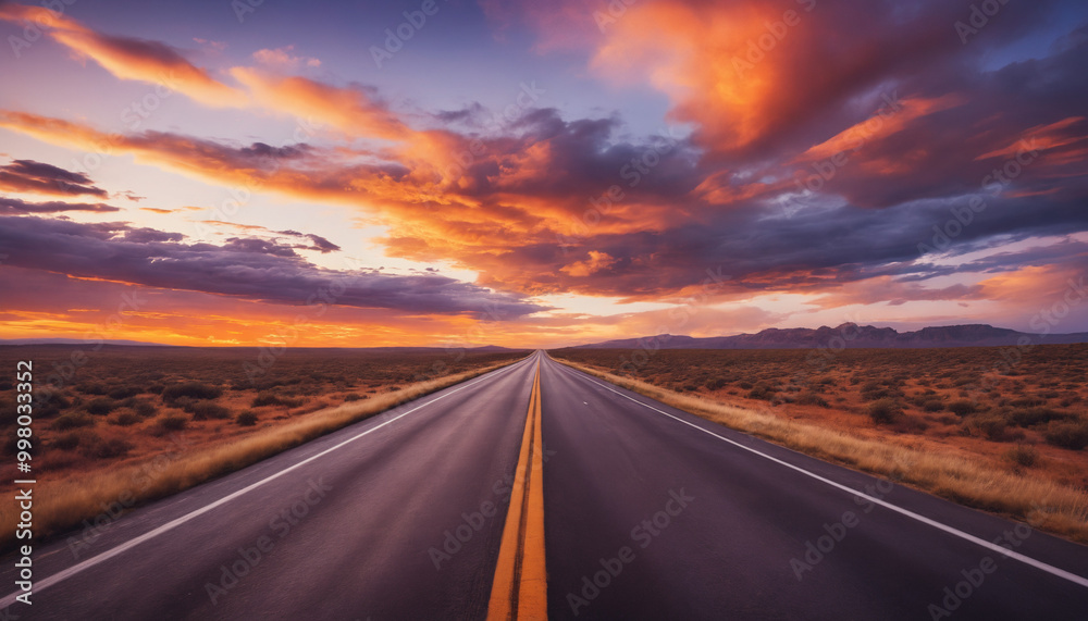 Naklejka premium sunset on the road