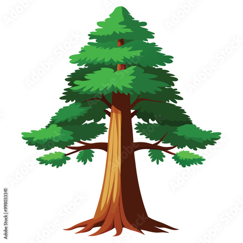 Redwood Tree on White Background Vector Illustration EPS10 file.