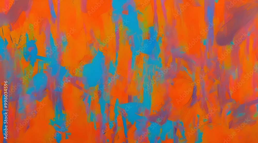 Abstract orange and blue painting background texture