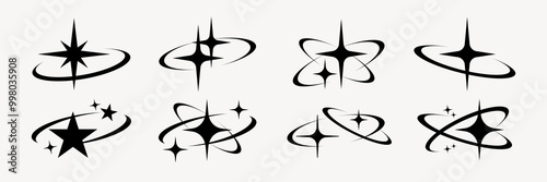 Abstract star orbit design set vector. Set of Abstract star orbit in various designs. Abstract star orbit vector collection. Abstract star orbit vector set.