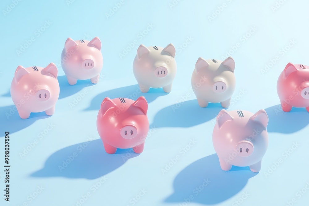 3D Illustration of Cute Piggy Banks in Soft Pastel Colors - Budgeting, Savings, Finance Concept 3D Illustration of Cute Piggy Banks in Soft Pastel Colors - Budgeting, Savings, Finance Concept