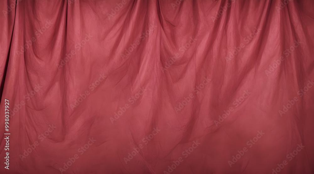 Fototapeta premium Red stage curtain hanging in empty theater