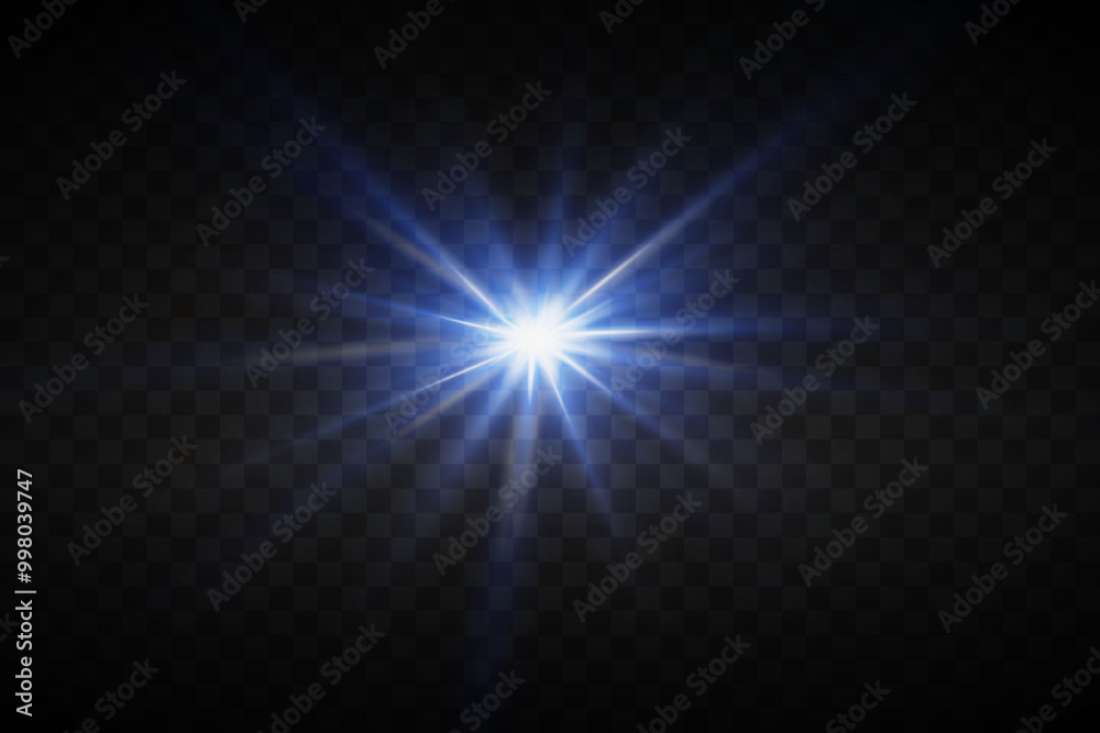 Fototapeta premium Light effect of star and light rays. On transparent background.