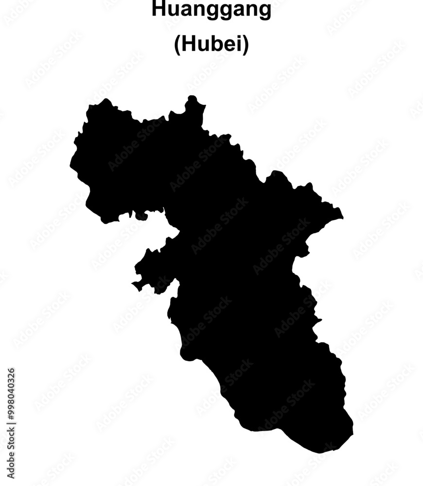 Huanggang blank outline map Huanggang blank outline map