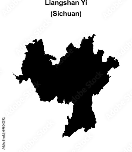 Liangshan Yi blank outline map photo