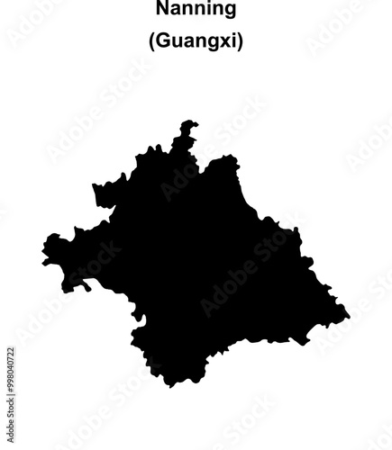 Nanning blank outline map