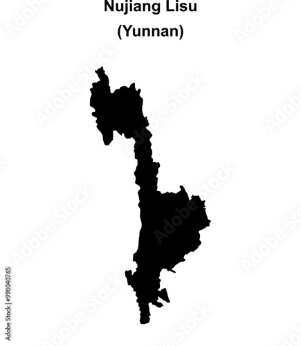 Nujiang Lisu blank outline map