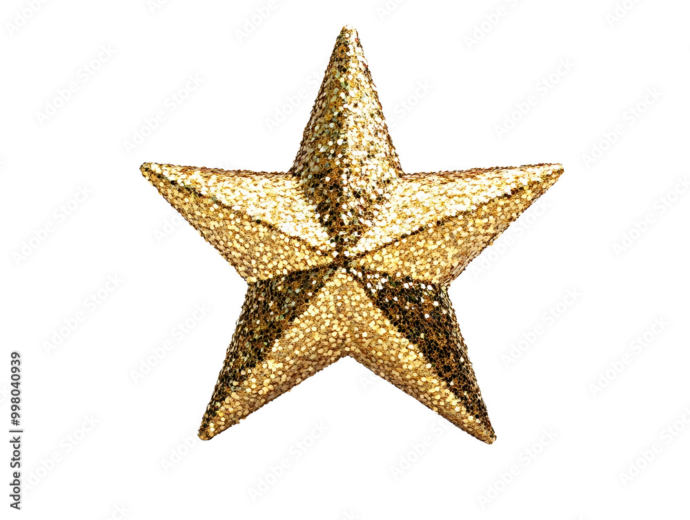 A shiny, glittery gold star displayed on a white isolated background, perfect for festive and decorative uses. A shiny, glittery gold star displayed on a white isolated background, perfect for festive and decorative uses.